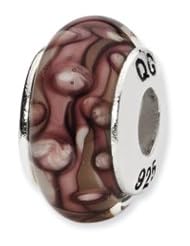 Sterling Silver White And Purple Hand-blown Glass Charm