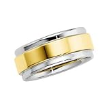 14K Two-Tone Gold Comfort Fit Wedding Band For Men and Women - Sizes 5 - 12.5