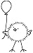 Balloon Chick Rubber Stamp