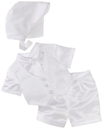 Lauren Madison Baby-boys Infant Cross Dobby Vestie Set With Pleated Satin Boxer Short