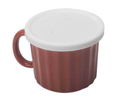 Housewares International Large 16-Ounce Ceramic Soup and Beverage Mug with Lid, Red