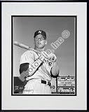 Mickey Mantle, New York Yankees With Bat Looking Towards His Right Double Matted 8 X 10 Photograph in Black Anodized Aluminum Frame