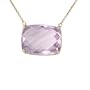 10k Yellow Gold Cushion Cut Pink Amethyst Necklace, 16"