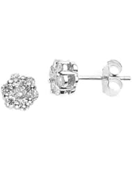 14k White Gold Diamond Cluster Studs Earrings (1/2 Cttw, I Color, I Clarity)