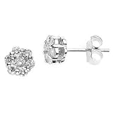 14k White Gold Diamond Cluster Studs Earrings (1/2 Cttw, SI Clarity, H Color)