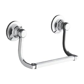 Kohler K-11416-P-CP Bancroft hand towel holder in Polished Chrome with White bar, Polished Chrome