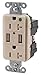 Hubbell - USB8300LA - USB Charge Recp, 20A, 125V, 3A@5VDC, Almond