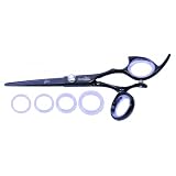 Shark Fin Hair Shears Professional Line Titanium Right Handed Swivel Black Shear 6.25 Inches + Bella Via Hair Glitz Shimmering Hair Tinsel the Hottest Trend in Hair Accessories