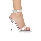 FRESH-10, Strappy Sandal With 4 Inch Stiletto Heel. (Silver Hologram-8)