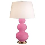Triple Gourd Table Lamp in Schiaparelli Pink with Brass Base