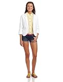 My Michelle Juniors Crop Rolled Sleeve Blazer, White, Small