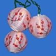 Set of 10 Asian Fusion White Chinese Mini Lantern Christmas Lights - Green Wire