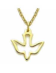 14K Gold Filled Dove Necklace in a Pierced Descending Design Christian Jewelry Womens Religious Jewelry Gift Boxed.w/Chain 16" Length Gift Boxed.