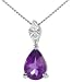 9ct White Gold Ladies 0.7ct Amethyst Peardrop/Diamond Set Pendant & Chain