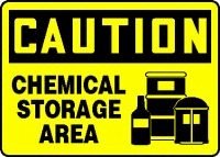 CAUTION CHEMICAL STORAGE AREA (W/GRAPHIC) 10 x 14 Adhesive Vinyl Sign