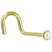 Solid 14KT Yellow Gold 2mm Akoya Pearl Right Nostril Screw- 20 Gauge