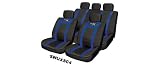 14pce Leather Look Universal Car Seat Covers - Black/blue