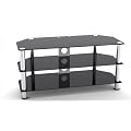 MountRight GT4 Unit TV Stand For 37" 40" 42" 43" 45" 46" 47" 48" 50" Inch LED, LCD & Plasma Screen - Black Glass/Silver Legs
