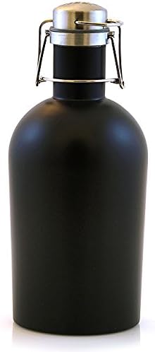 Growl SteelTM 64oz. Stainless Steel Beer Growlers with Europeen wire flip lid (Black)
