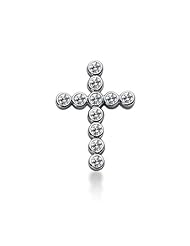 14K White Gold Round Diamond Bezel Set Cross Pendant (1.10ct)