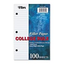 TOPS Heavyweight 20-lb. Filler Paper, 8.5 x 5.5 Inches, 0.31-Inch College Rule, 100 Sheets per Pack (62304)