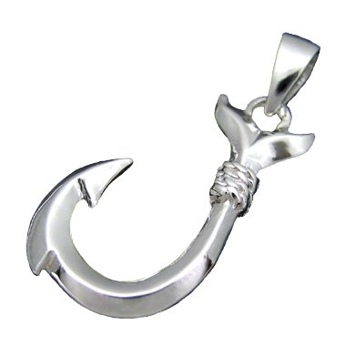 925 Silver Small Fish Hook Pendant Hawaiian Jewelry