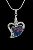 Heart Pendant Charm Medal with 18 Sterling Silver Chain Univesity of Mississippi Ole Miss Rebels