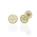 14K Gold Stud Earring Smile Happy Face Yellow Gold Earring W/ Safety-Back For Kids & Teens