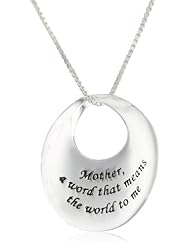 Sterling Silver "Mother A Word That Means The World To Me" Circle Pendant Necklace , 18"