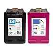 HP OEM 901XL Black and 901 Color Cartridge in foil packaging