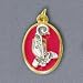 Confirmation Pendant - Mitre and Staff - Red Background - Height: 1"