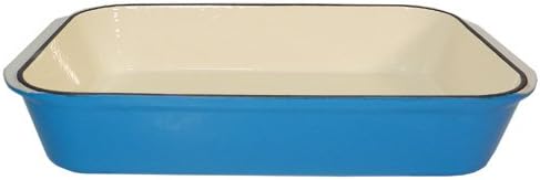 Fancy Cook Home Kitchen Decorative Enameled Cast Iron France Blue Rectangular Roasting Dish Lasagna Pan 16"