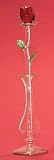 Cut Crystal Red Rose with Glass Vase