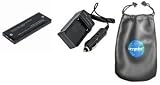 Amsahr - Digital Replacement Battery Plus Mini Battery Travel Charger For Specific Digital Camera And Camcorder Models / Compatible With Konica Dr-Lb1, Kyocera Bp-800S, Bp-900S, Konica Minolta Dr-Lb1 Charges With Intelligent Charge Technology - Includes Car Adapter And Leatherette Camera / Lens Accessories Pouch