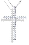 Solid Silver Diamond CZ Classic Cross Pendant & Chain.