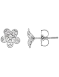 Plumeria Earrings with Diamonds in 14K White Gold - 8.5mm