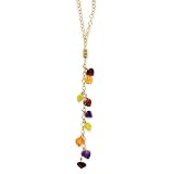 14k Gold Multi-color Heart Gemstones Necklace