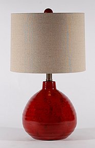 Round Red Ceramic Table Lamp