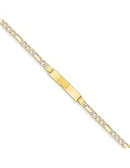 7 Inch 14k Gold Pave Figaro ID Bracelet
