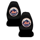 A Set of 2 MLB Major League Baseball Licensed Universal-Fit Front Bucket Seat Cover - New York Mets