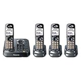 Panasonic KX TG9344T - Cordless phone w/ call waiting caller ID & answering system - DECT - black metallic + 3 additional handset(s)