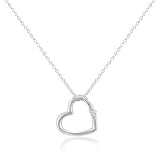 Diamond Solitaire Heart Pendant in Sterling Silver 18 Chain