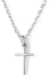 Rhodium Plated Small Pewter Cross Pendant by Bob Siemon, 18"