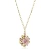 1928 Bridal Porcelain Rose Pink Crystal Necklace