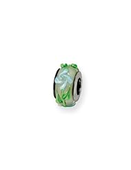 Green and Blue Floral Glass Charm for 3mm Charm Bracelets