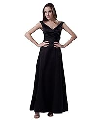 A-line V-neck Ankle Length Lace Sleeveless Satin Natural   Waistline Bridesmaid Dress 