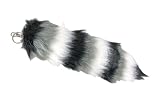 Black, White Striped Fox Tail W/ Clip Faux Fur