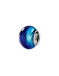 Dark and Light Blue, Murano Glass Charm for 3mm Charm Bracelets