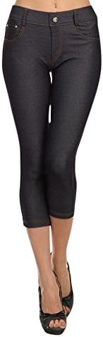 5 pocket Capri Jeggings (Medium, Navy)