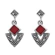 Earrings with Carnelian, Marcasite and Sterling Silver - 23 mm